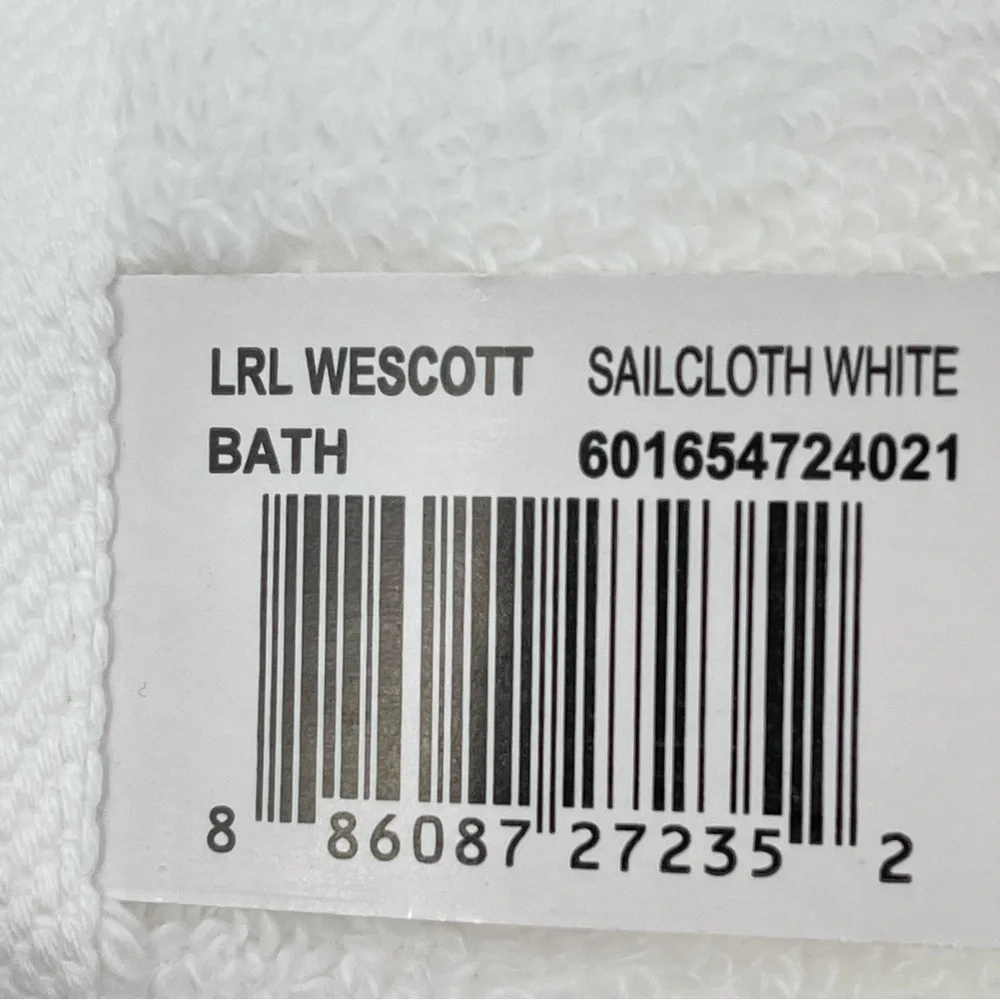 Lauren Ralph Lauren Wescott sailcloth White Bath Towels Lot of 2 NWT
